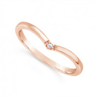 18ct Rose Gold Wishbone Diamond Set Wedding Band, Set With A Single Diamond, Which Fits Around Most Solitaire Engagement Rings. Total Diamond Weight 0.015ct