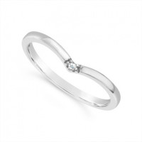 18ct White Gold Wishbone Diamond Set Wedding Band, Set With A Single Diamond, Which Fits Around Most Solitaire Engagement Rings. Total Diamond Weight 0.015ct