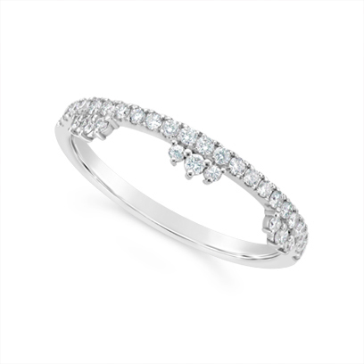Platinum Diamond Tiara Style Wedding Band, Set With 32 Round Diamonds. Total Diamond Weight 0.25ct