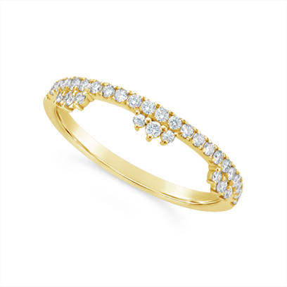 18ct Yellow Gold Diamond Tiara Style Wedding Band, Set With 32 Round Diamonds. Total Diamond Weight 0.25ct