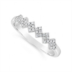 18ct White Gold Diamond Pave Set ZigZag Wedding Band, Set With 36 Round Diamonds. Total Diamond Weight 0.10ct