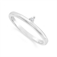 18ct White Gold Narrow Diamond Wedding Band, Set With 1 Round Diamonds. Total Diamond Weight 0.02ct