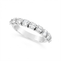 Fine Quality 18ct White Gold Unique Princess Cut Wedding Band Set With 9 Diamonds, Total Diamond Weight 1.35ct