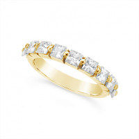 Fine Quality 18ct Yellow Gold Unique Princess Cut Wedding Band Set With 9 Diamonds, Total Diamond Weight 1.35ct