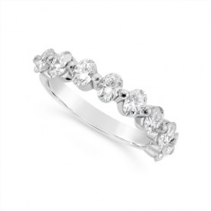Fine Quality 18ct White Gold Unique Oval Cut Wedding Band Set With 9 Diamonds, Total Diamond Weight 1.80ct
