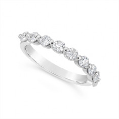 Fine Quality 18ct White Gold Unique Asscher Cut Diamond Wedding Band Set With 9 Diamonds, Total Diamond Weight 0.90ct