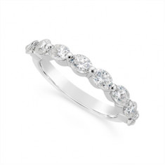 Fine Quality 18ct White Gold Unique Oval Cut Diamond Wedding Band Set With 8 Diamonds, Total Diamond Weight 1.60ct