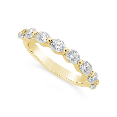 Fine Quality 18ct Yellow Gold Unique Oval Cut Diamond Wedding Band Set With 8 Diamonds, Total Diamond Weight 1.60ct