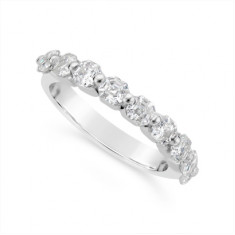 Fine Quality 18ct White Gold Unique Asscher Cut Diamond Wedding Band Set With 9 Diamonds, Total Diamond Weight 1.35ct