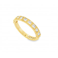 9ct Yellow Gold Princess Cut Lab Created Diamond Wedding Band Set with 10  Lab Created Diamonds 