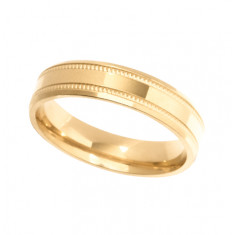 9ct Yellow Gold Gents 5mm Diamond Cut Wedding Band