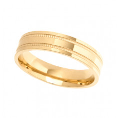 9ct Yellow Gold Gents 5mm Diamond Cut Wedding Band