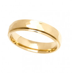 9ct Yellow Gold Gents 5mm Diamond Cut Wedding Band