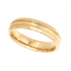 9ct Yellow Gold Gents 5mm Diamond Cut Wedding Band