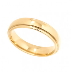 9ct Yellow Gold Gents 5mm Diamond Cut Wedding Band