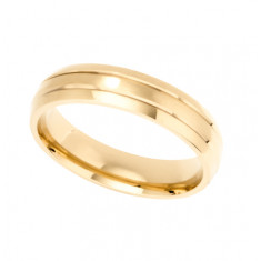 9ct Yellow Gold Gents 5mm Diamond Cut Wedding Band
