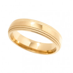 9ct Yellow Gold Gents 5mm Diamond Cut Wedding Band
