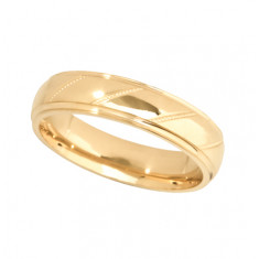 9ct Yellow Gold Gents 5mm Diamond Cut Wedding Band