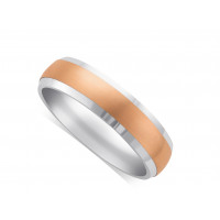 9ct White Gold Ladies 3mm Wedding Ring, With A 2mm 9ct Rose Gold Centre Band