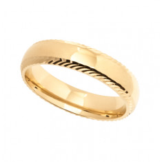 9ct Yellow Gold Gents 5mm Diamond Cut Wedding Band