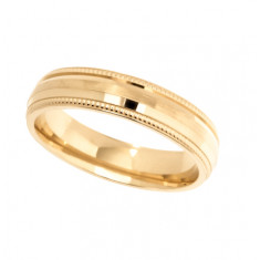 9ct Yellow Gold Gents 5mm Diamond Cut Wedding Band