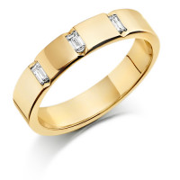 18ct Yellow Gold Ladies 4mm Wedding Ring with 3 Channel Set Baguette Diamonds Weighing a Total of 18pts  