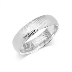 9ct White Gold Gents 6mm Fingerprint Wedding Ring