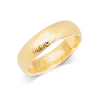 9ct Yellow Gold Gents 6mm Fingerprint Wedding Ring