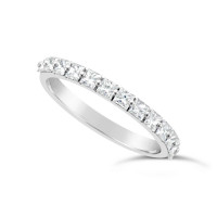 Fine Quality 18ct White Gold Unique Narrow Princess Cut Wedding Band Set With 13 Diamonds, Total Diamond Weight 0.70ct