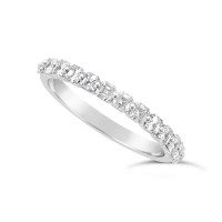 Fine Quality 18ct White Gold Unique Narrow Asscher Cut Wedding Band Set With 13 Diamonds, Total Diamond Weight 0.75ct
