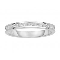 18ct White Gold Ladies Channel Set Full Eternity Ring set with 0.75 ct of Princess Cut Diamonds.