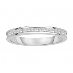 18ct White Gold Ladies Channel Set Full Eternity Ring set with 0.75 ct of Princess Cut Diamonds.