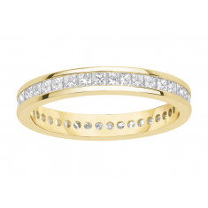18ct Yellow Gold Ladies Channel Set Full Eternity Ring set with 1.0 ct of Princess Cut Diamonds.