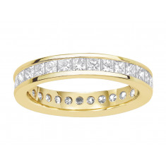 18ct Yellow Gold Ladies Channel Set Full Eternity Ring set with 2.0 ct of Princess Cut Diamonds.