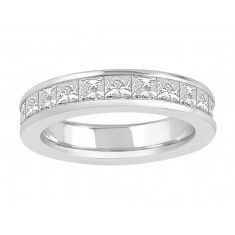 18ct White Gold Ladies Channel Set Full Eternity Ring set with 2.50 ct of Princess Cut Diamonds.