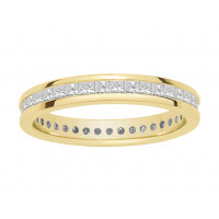 18ct Yellow Gold Ladies Channel Set Full Eternity Ring set with 1.25 ct of Princess Cut Diamonds.