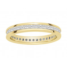 18ct Yellow Gold Ladies Channel Set Full Eternity Ring set with 1.25 ct of Princess Cut Diamonds.