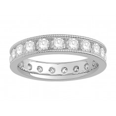 18 ct White Gold Ladies Channel Set with the Milgrain Edge Eternity Ring set with 2.0 ct of Diamonds.