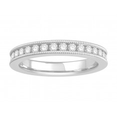18 ct White Gold Ladies Channel Set with the Milgrain Edge Eternity Ring set with 0.75 ct of Diamonds.