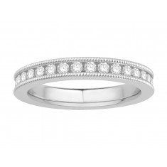 18 ct White Gold Ladies Channel Set with the Milgrain Edge Eternity Ring set with 1.0 ct of Diamonds.