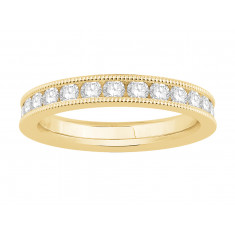 18 ct Yellow Gold Ladies Channel Set with the Milgrain Edge Eternity Ring set with 1.25 ct of Diamonds.