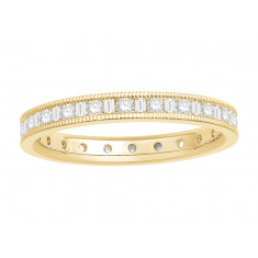 18 ct Yellow Gold Ladies Channel Set Round and Baguette Cut Eternity Ring set with 0.50 ct of Diamonds.