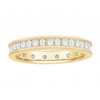18 ct White Gold Ladies Channel Set Round and Baguette Cut Eternity Ring set with 1.0 ct of Diamonds.