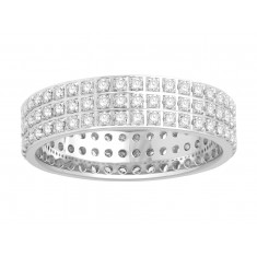 18ct White Gold Ladies 3 Row Pavé Set Full Eternity Ring set with 1.0ct of Diamonds