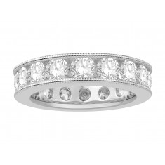 18 ct White Gold Ladies Channel Set with the Milgrain Edge Eternity Ring set with 3.70 ct of Diamonds.