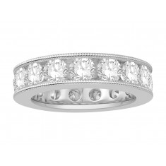 18 ct White Gold Ladies Channel Set with the Milgrain Edge Eternity Ring set with 4.50 ct of Diamonds.