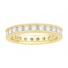 18 ct Yellow Gold Ladies Channel Set with the Milgrain Edge Eternity Ring set with 1.50 ct of Diamonds.