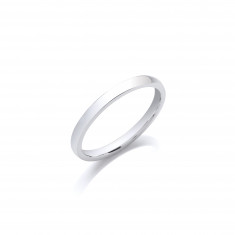 2.5mm Ladies Light Weight 18ct White Gold D Shape Wedding Band
