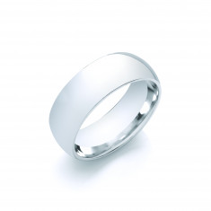 8mm Gents Light Weight 9ct White Gold D Shape Wedding Band
