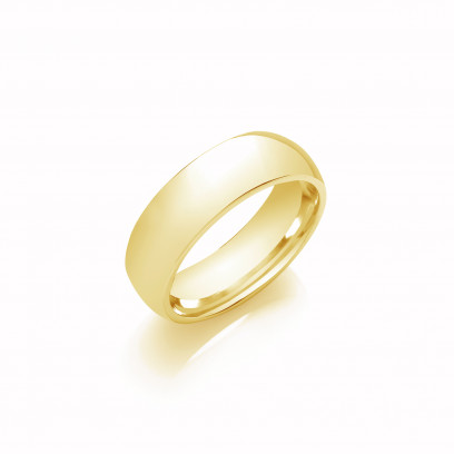 6mm Gents Light Weight 18ct Yellow Gold Court Shape Wedding Band